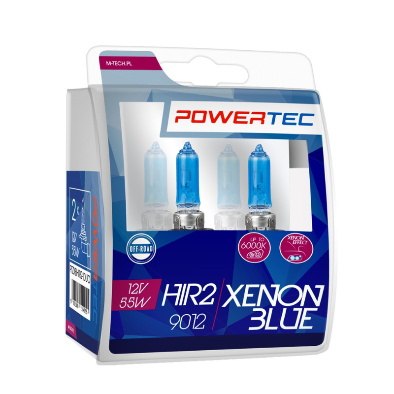 Set 2 Becuri HIR2, 12V, PX22D, 9012, 55W, Albastru Xenon [3]