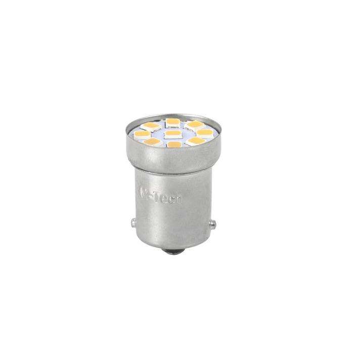 Set 2 bucati bec LED, BA15s, G18, 12V, Alb  LB088W [2]