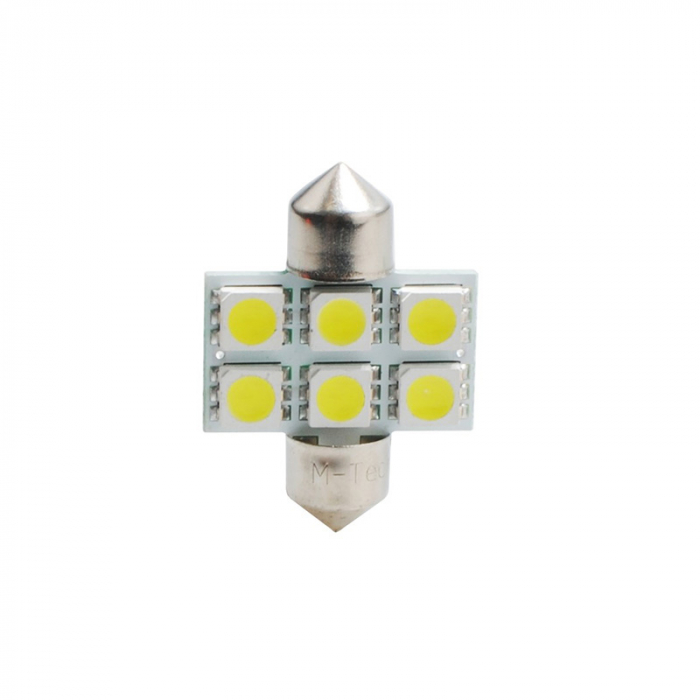 Set 2 bucati bec LED, C5W, 31mm, 12V, SV8.5, Alb  LB027W [2]