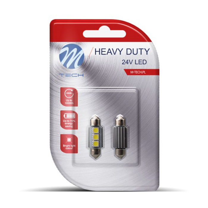 Set 2 bucati bec LED, C5W, 36mm, CANBUS, 24V, Alb, SV8.5  LB9310W [2]