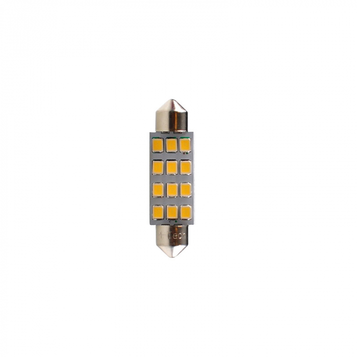 Set 2 bucati bec LED, C5W, 41mm, SV8.5 ,12V, Alb [2]