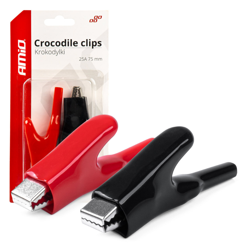 Set 2 Cleme Crocodil 25A, 75mm - Pentru Baterie Auto [1]