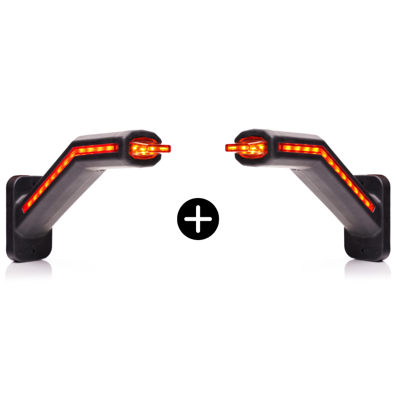 Set 2 lampi gabarit LED cu brat si semnalizare dinamica, 12-24V, IP 6K9K, 18.5cm [10]