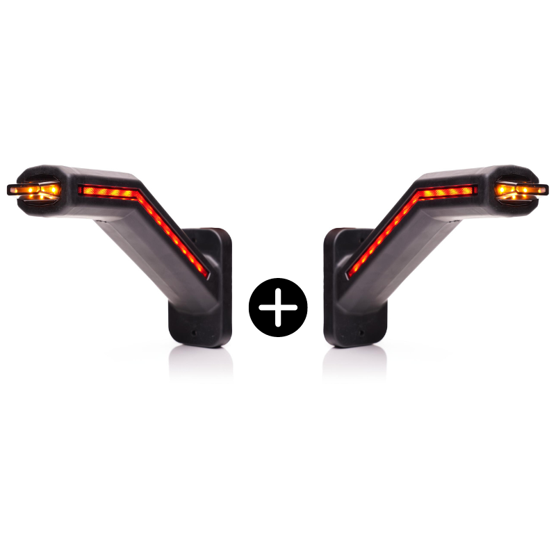 Set 2 lampi gabarit LED DARK cu brat si semnalizare dinamica, 12-24V, IP 6K9K, 18.5cm [10]