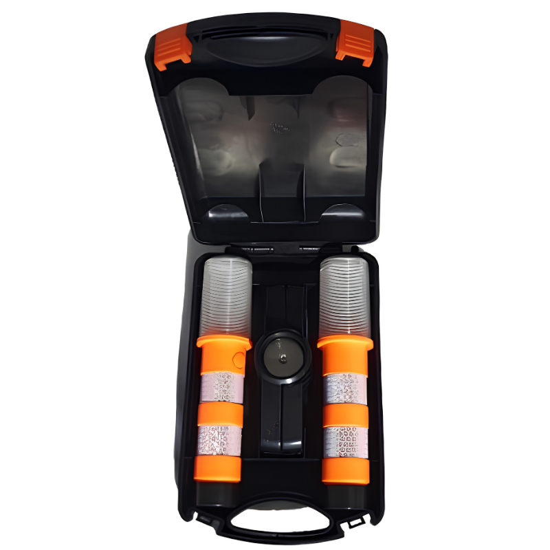 Set 2 lampi LED de avertizare 360° cu lumina portocalie și alba, IP44, cu magnet, suport pliabil și valiza [4]