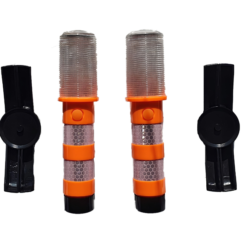 Set 2 lampi LED de avertizare 360° cu lumina portocalie și alba, IP44, cu magnet, suport pliabil și valiza [3]