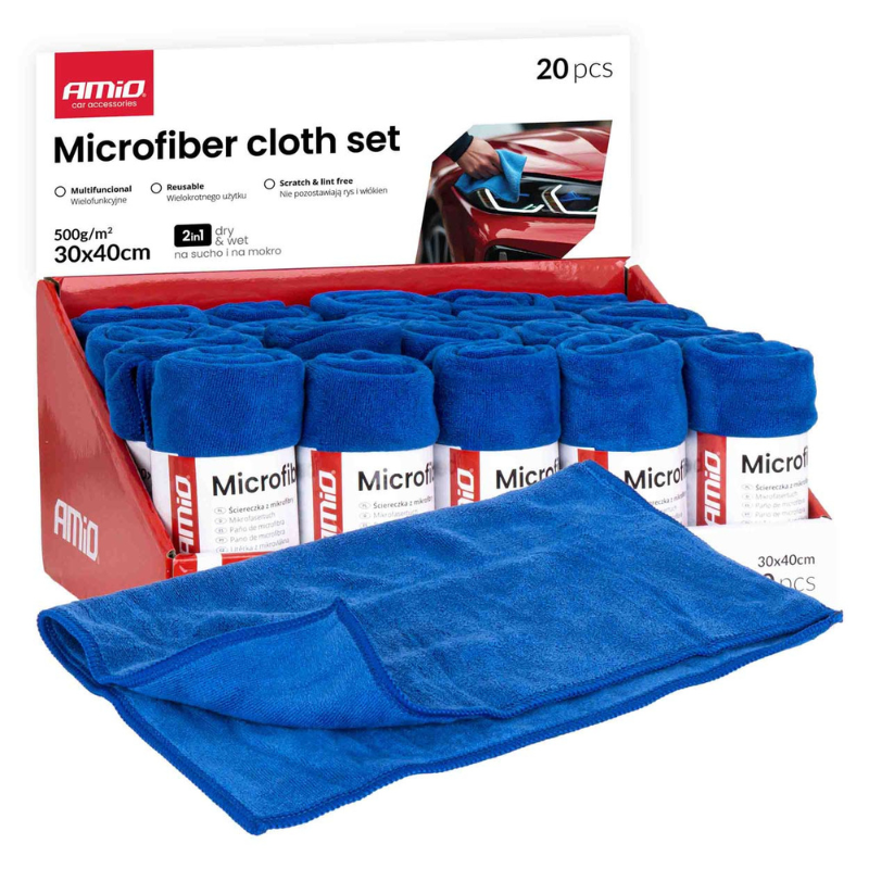 Set 20 lavete microfibra, 30 x 40 cm, 500 GSM, profesionale, curatare auto [6]
