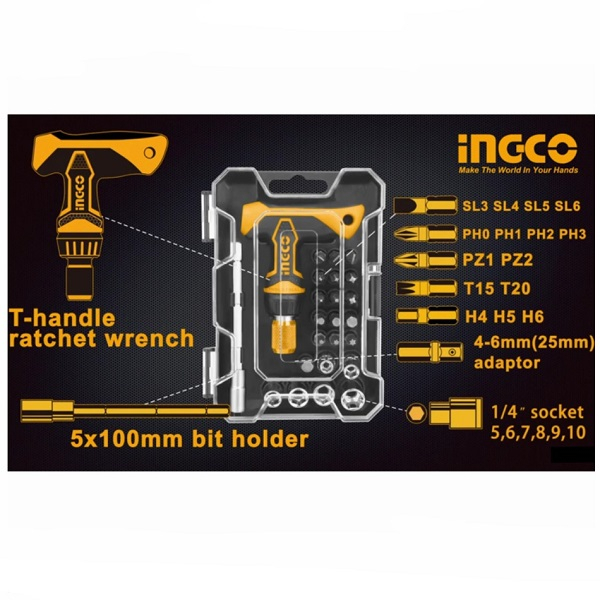 Set 24 Pcs, surubelnita clichet cu maner T - INGCO  HKSDB0188 [2]
