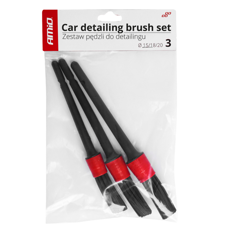 Set 3 Perii Detailing Auto, maner ergonomic, peri sintetici [6]