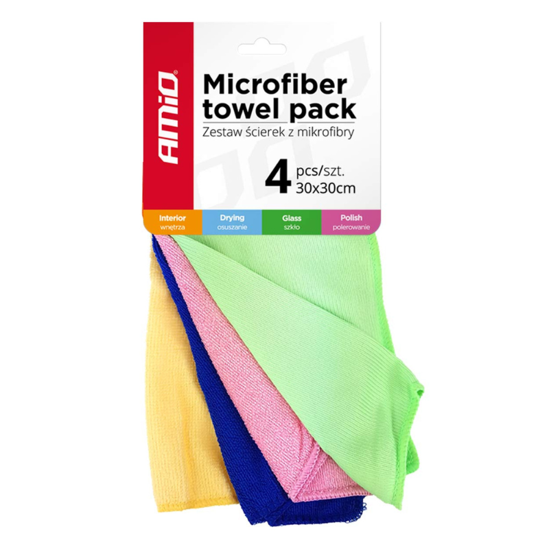 Set 4 Prosoape Microfibra pentru Curatare Auto, 30x30cm, 4 Tipuri [1]