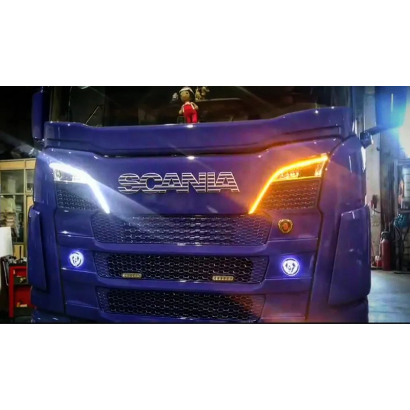 Set Banda LED laterala portocalie si alba, 24V, contur, pozitie, Scania [3]