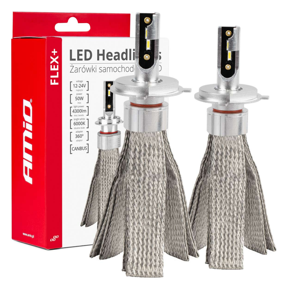 Set Becuri LED H4/H19 CANBUS FLEX+ Seria, 6000K, 12-24V [1]
