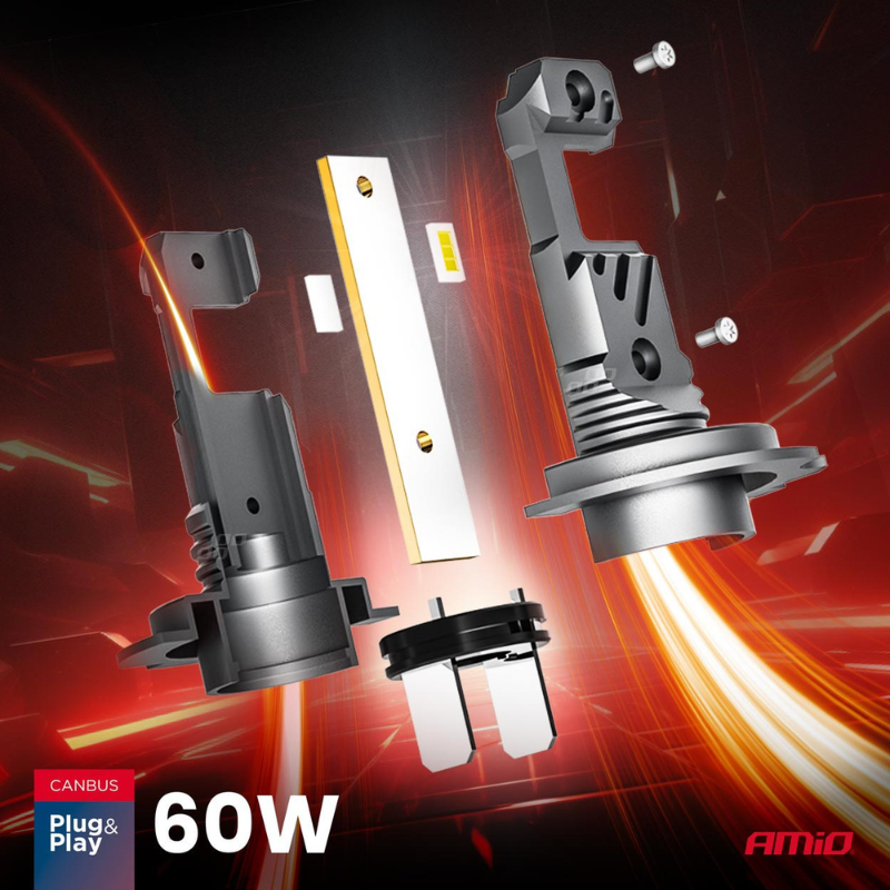 Set Becuri LED Hibride H7/H18 Seria, CANBUS, 5600Lm, 6000K, 60W, Dimensiune Standard [3]