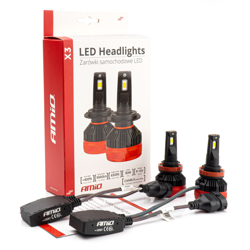 Set Becuri LED Seria X3 H8/H9/H11/H16, 9900lm, 6500K, Canbus [8]