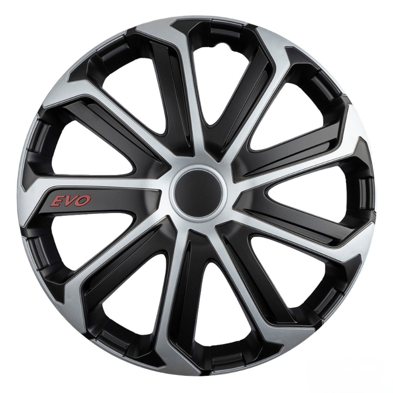 Set capace roti EVO, negru/argintiu, 16", 4 bucati, ABS, jante din otel [2]