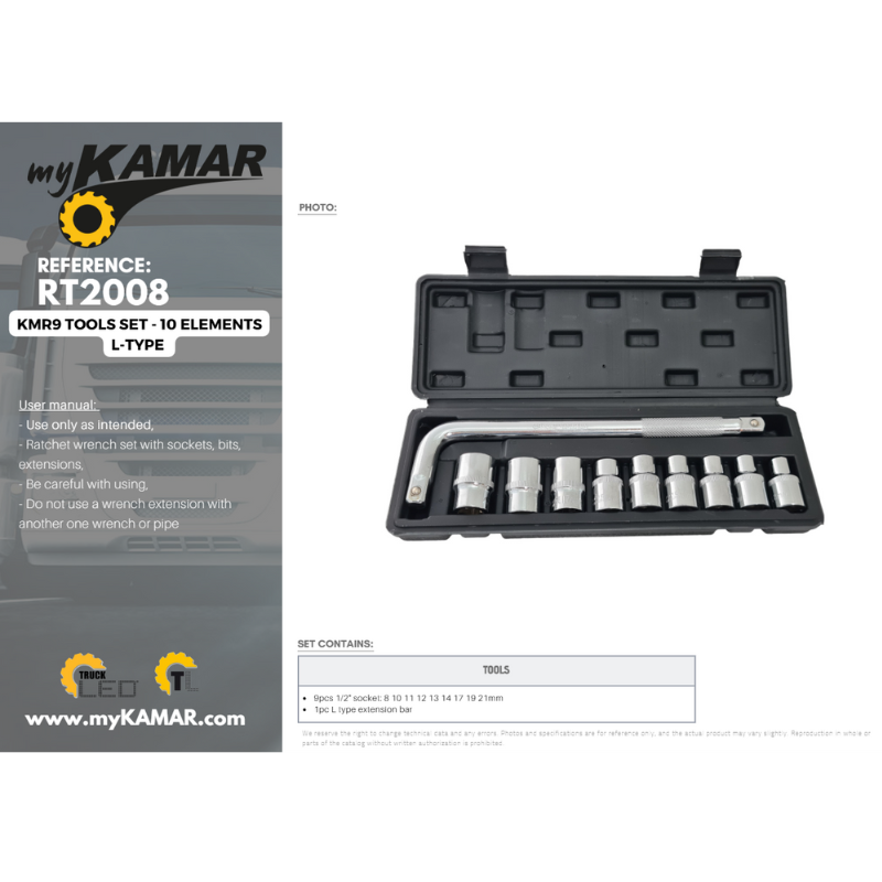 Set Chei Tubulare Tip L 1/2, 10 Elemente, Marimi 8-21mm [5]