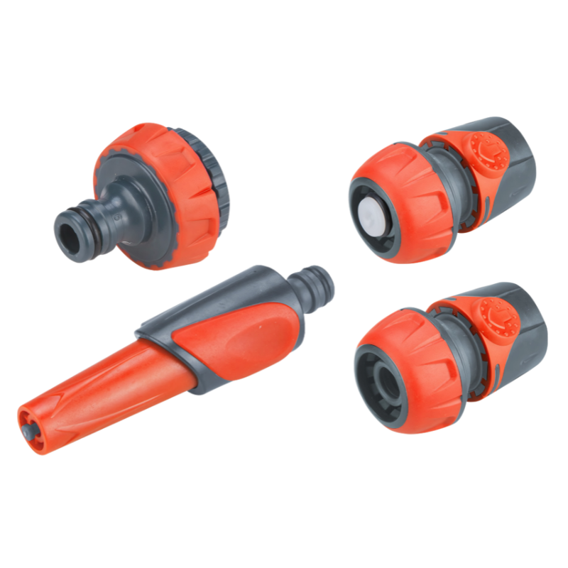 Set Complet Pistol de Stropit Reglabila PLUS cu Accesorii pentru Furtun 1/2", 4 Piese [1]