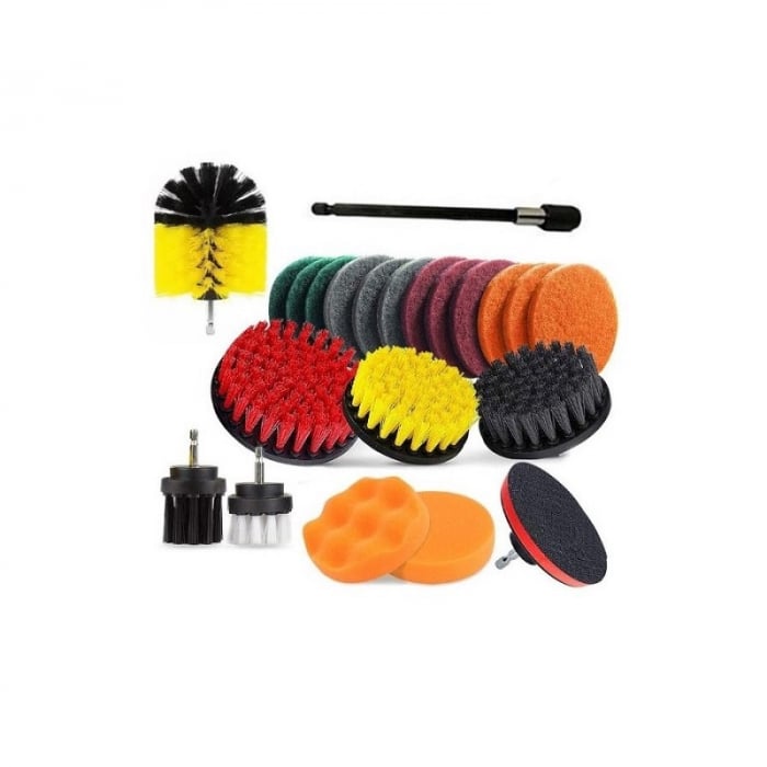 Set de 22 piese pentru curatare auto, universale pentru bormasina, autofilentanta - Truck LED AKC8124 [1]