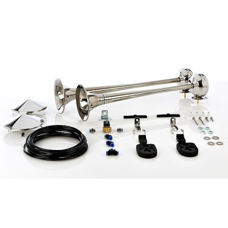 Set de doua semnale pneumatice cu kit de montare si electrovalva 24V, otel inoxidabil, 62 si 67 cm, cu capace [2]
