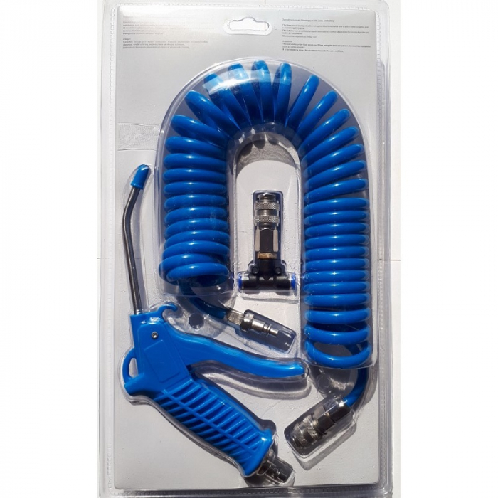 Set de suflat aer si curatat, furtun spiralat de 5m, cu teu pentru conectare la camion - Truck LED AKC0002 [7]