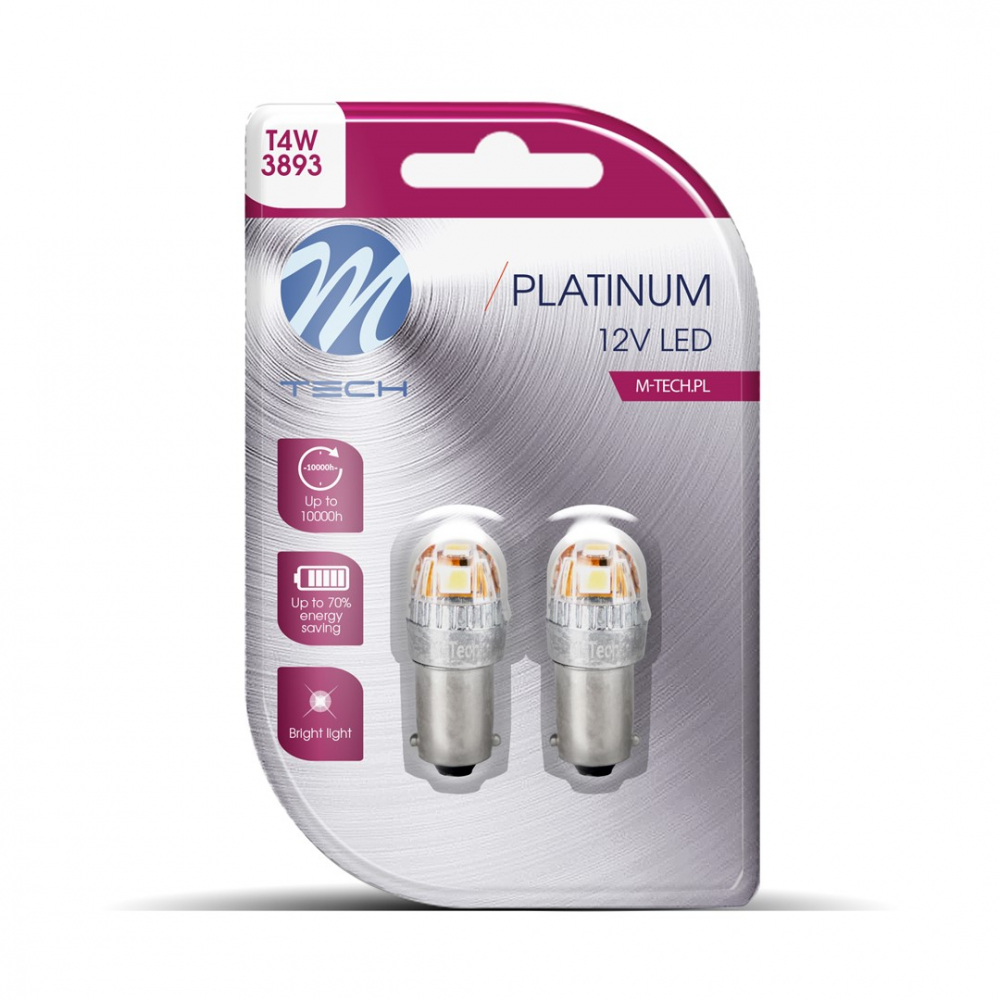 Set doua becuri LED, BA9s, T4W, 12-24V, 1W, lumina alba [2]