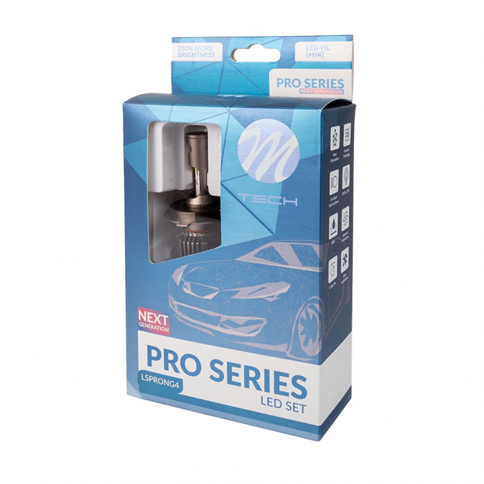 Set doua Becuri LED Pro, H4, 5200lm, 6500K - M-TECH  LSPRONG4 [3]