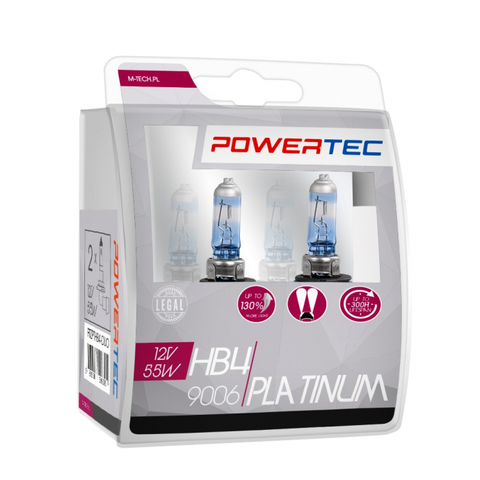 Set doua Becuri Platinum, +130%, HB4, 12V, P43t, 65W - M-TECH  PTZPTHB4-DUO [3]