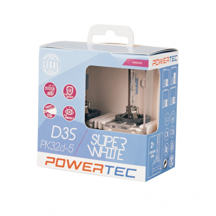 Set doua Becuri Xenon Super Alb, D3S, P32d-5 - M-TECH  PTZSWD3S-DUO [3]