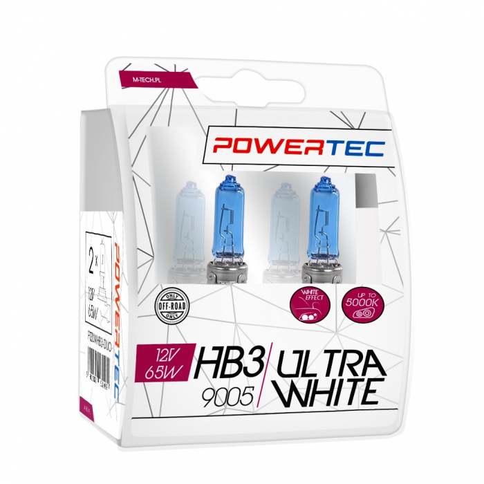 Set doua Becuri Ultra Alb, HB3 9005, 12V, P20d - M-TECH  PTZUWHB3-DUO [3]