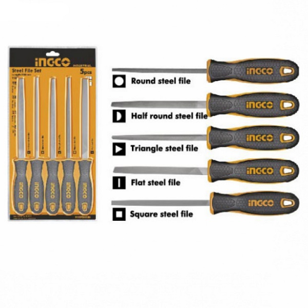 Set pile pentru metal 5 buc, rotunda, semirotunda, triunghiulara, dreapta, patrata [3]