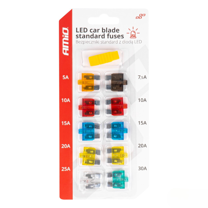 Set 10 buc Sigurante Auto Standard Tip Lama cu Indicator LED [4]