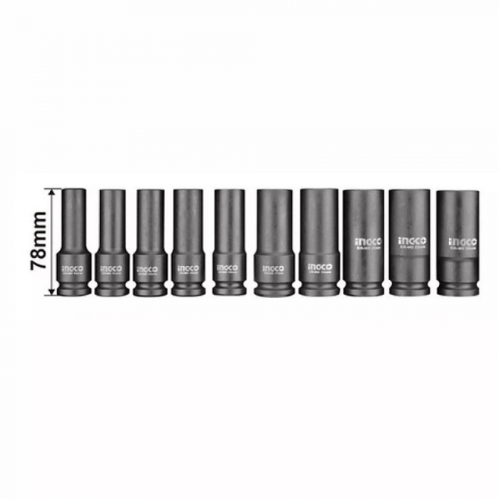 Set, trusa chei tubulare de impact, lungi, 1/2", 10piese crom-molibden [2]