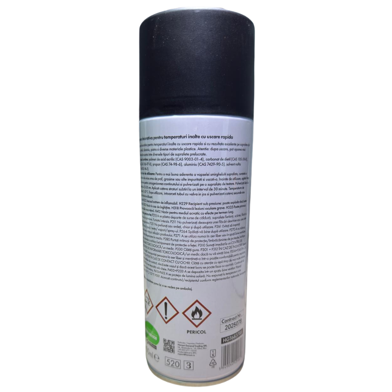 Spray vopsea temperaturi inalte, 400ml, negru mat, pentru metal gratar tevi sobe [3]