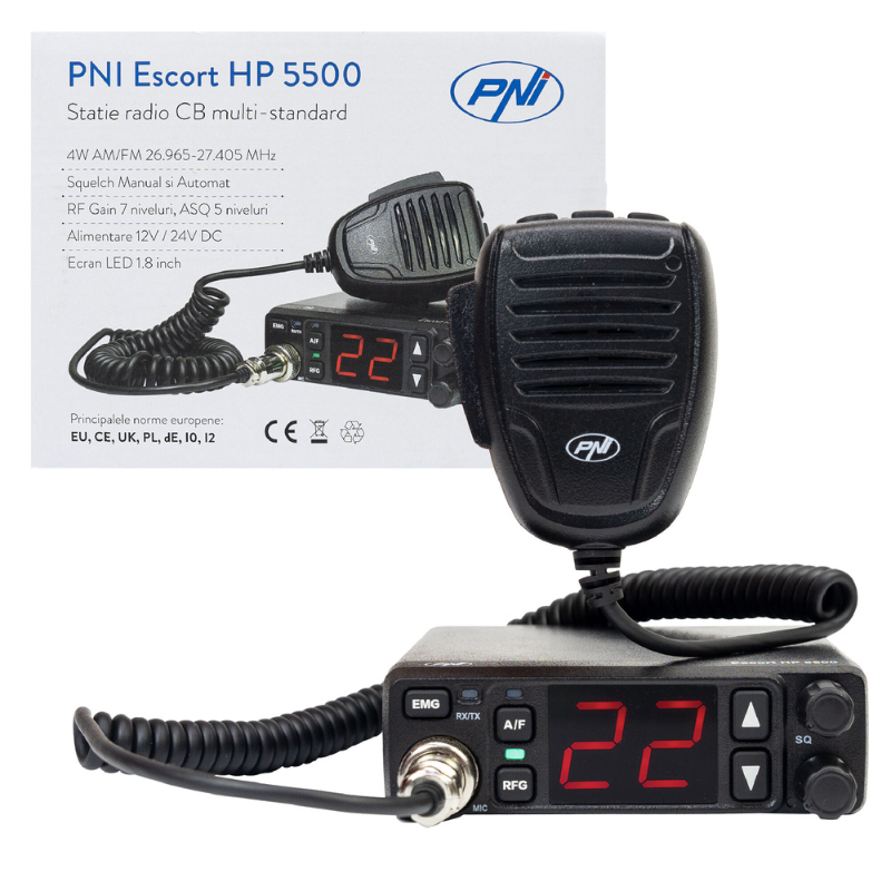 Statie Radio CB, 12V / 24V, 4W, Multi-Banda, ASQ 5 Niveluri, RF Gain, Ultra Compacta, 11,5 x 3,5cm [1]