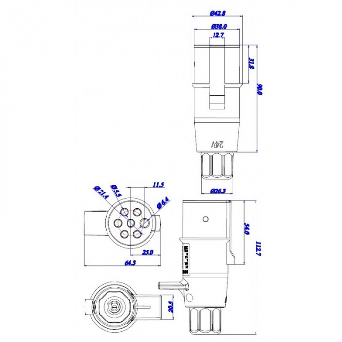 Stecher cu 7 pini, 12V, tip N - Truck LED E1300 [3]