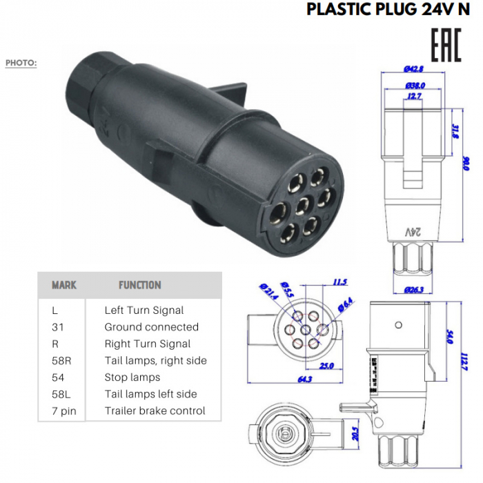 Stecher cu 7 pini, 12V, tip N - Truck LED E1300 [2]