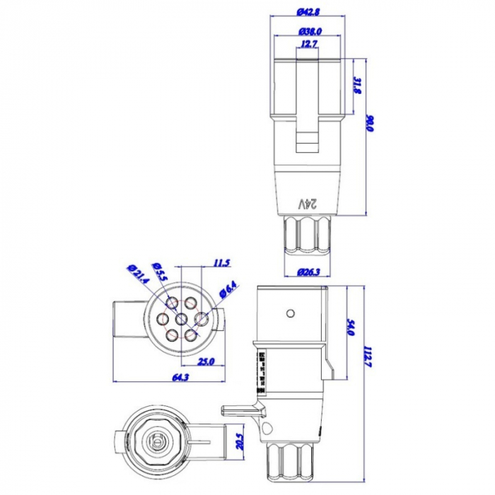Stecher cu 7 pini, 12V, tip S - Truck LED E1301 [2]