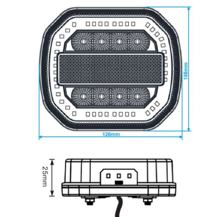 Tripla, lampa stop LED cu efect Neon si 5 functii, 108 x 126mm - Truck LED L2413 L2412 [2]