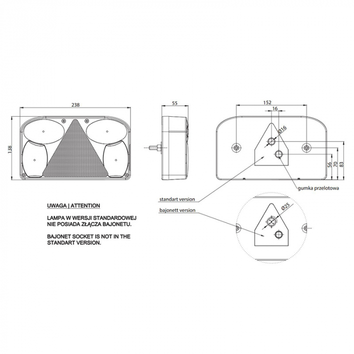 Tripla, Lampa Stop Remorca FT 88, Ceata si Mers Inapoi - Fristom FT-088 [4]