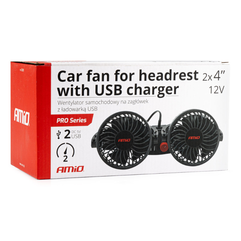 Ventilator Auto Dublu, 12V, 2 x 10cm, cu USB, pentru Tetiera [6]