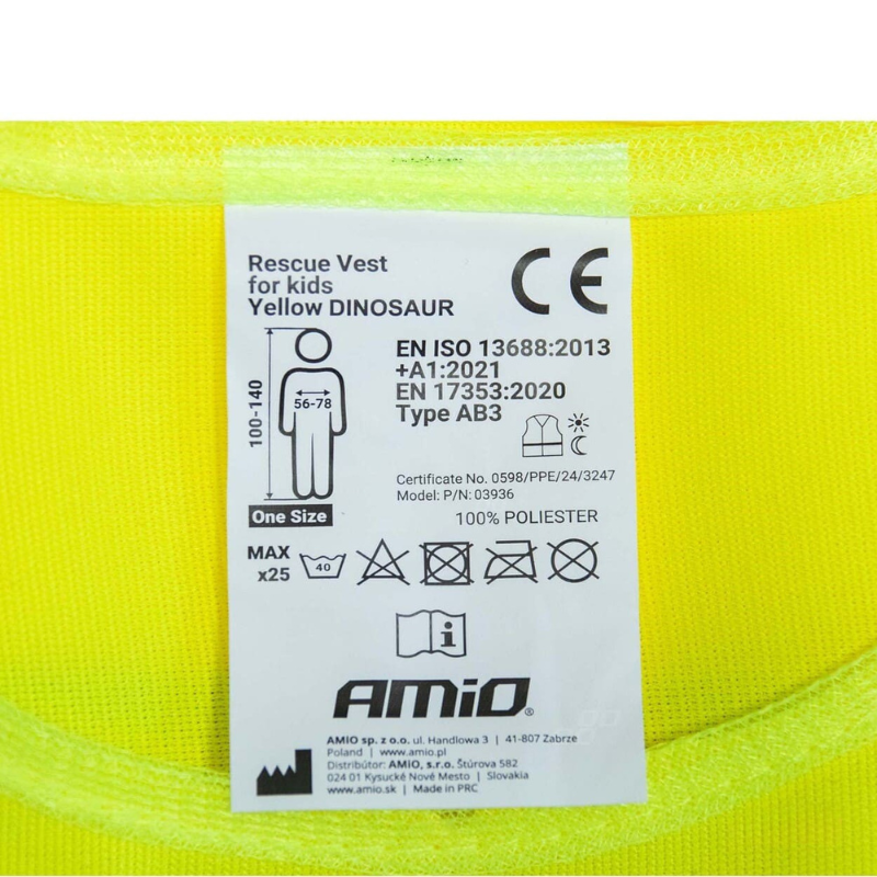 Vesta Reflectorizanta Siguranta Copii, Galbena cu Certificat, Model DINOZAUR [2]