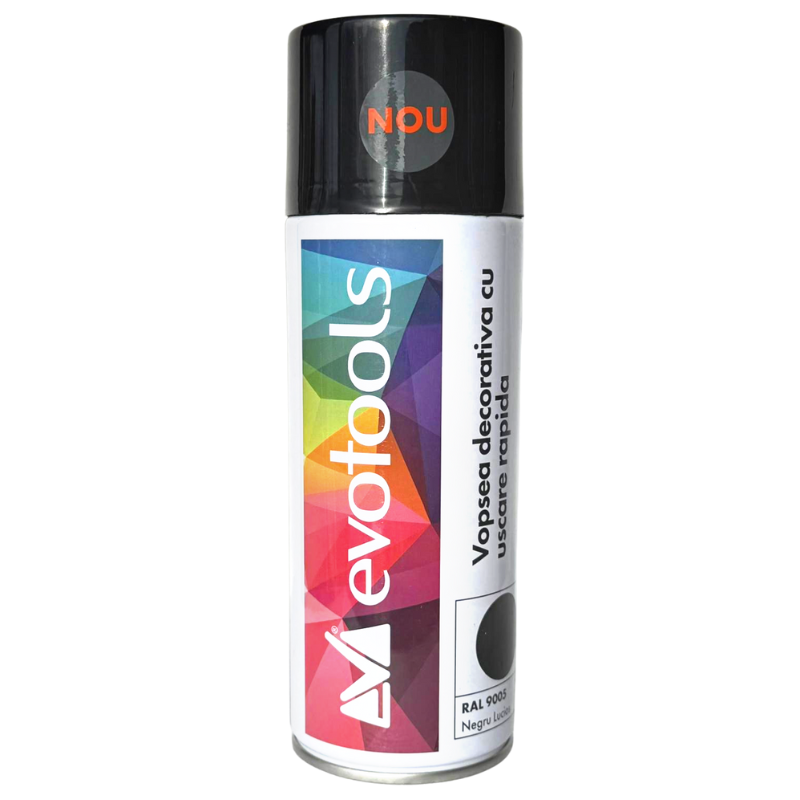 Vopsea spray decorativa, uscare rapida, negru lucios RAL 9005, 400 ml [1]