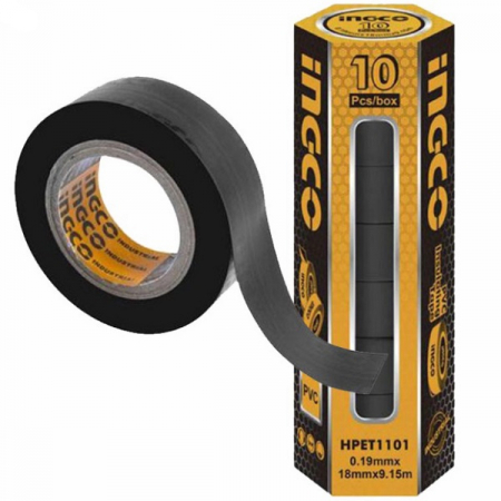 Banda Izolatoare , 18 mm x 9.15 m , Negru, PVC - INGCO  HPET1101 [1]