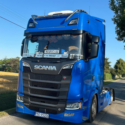 Scania R S G P Next Generation - Bara inox pentru proiectoare, bullbar Scania Next Gen, model H, 17 x LED-uri