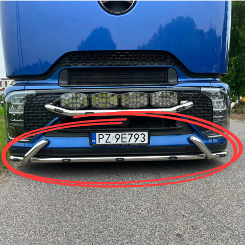 Bullbare, Suporti lumini camioane - Bara inox sub masca fata pentru Mercedes Actros MP6, Protectie cu LED, Ø60,3 mm