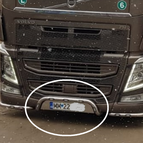 Bara leduri sub masca fata, suportul cu numar, mijloc, Volvo Euro 6 [1]