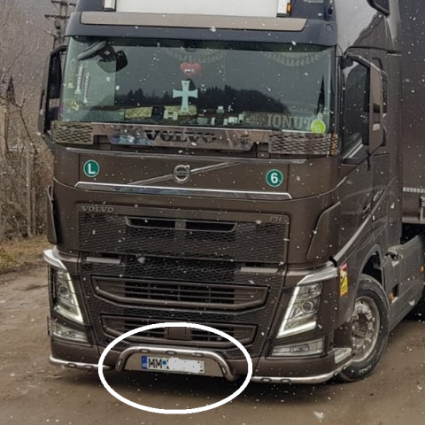Bullbare, Suporti lumini camioane - Bara leduri sub masca fata, suportul cu numar, mijloc, Volvo Euro 6
