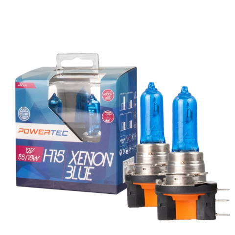 Becuri Halogen - Set 2 Becuri H15, 12V, PGJ23t-1, 55/15W, Albastru Xenon