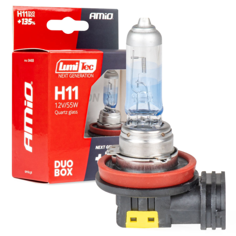 Bec Halogen H11, 12V 55W, +135% lumina, set Duo, performanta noapte