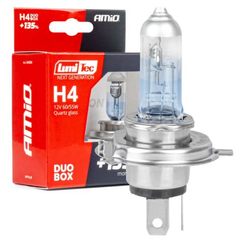 Lumini, Becuri, Proiectoare - Bec Halogen H4, 12V 60/55W, +135% lumina, set Duo, faza lunga scurta